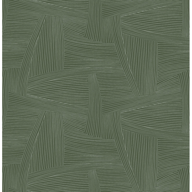 Reid Black Woven Geometric Wallpaper, Evergreen