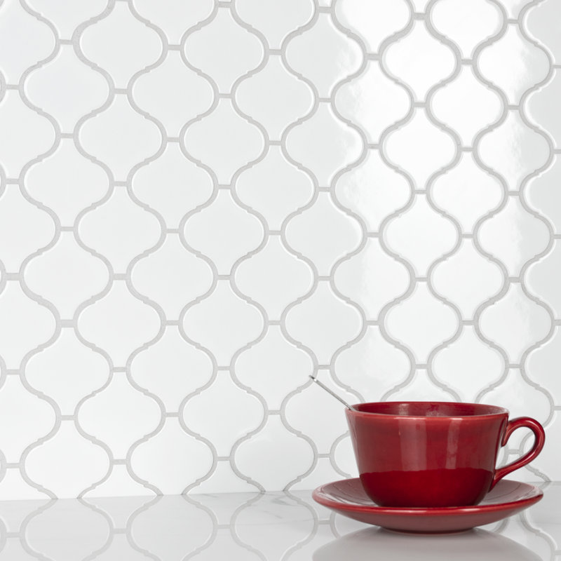 Metro Lantern Glossy White 9-1/2 in. x 10-3/4 in. Porcelain Mosaic Floor and Wall Tile