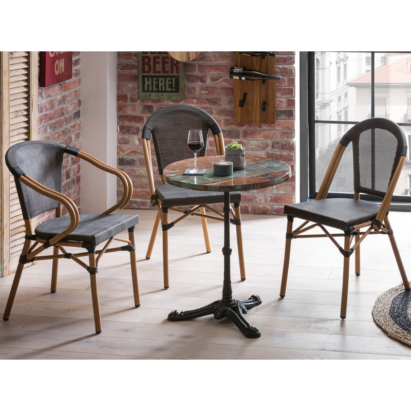 Redus Stacking Patio Dining Side Chair with Cushion