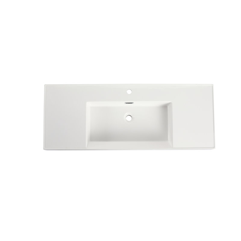 Lavabo de salle de bain 48 po blanc en résine - enduit de gel, attrayant, profondeur 48,41 po, largeur 17,57 po, anti-rayures 4,82 po,