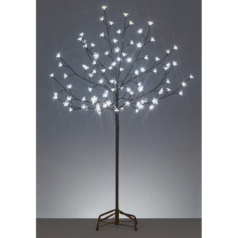 Arbre de fleurs de cerisier lumineux 6 pi DEL, Blanc pur, H 72 po x l 36 po