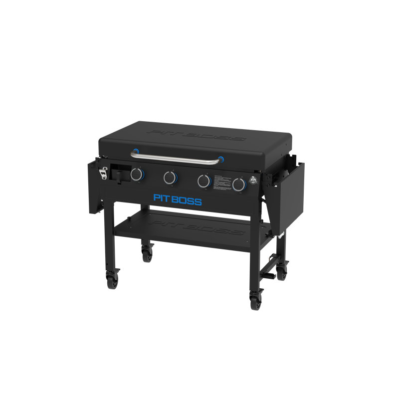 Pit Boss 4 - Burner Deluxe Flat Top Gas Griddle with Side Shelves and Lid