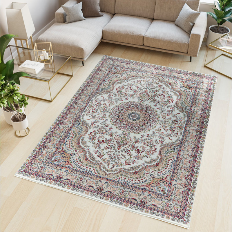 Tapis oriental crème Cilegon, Rectangle de 6 pi 9 po x 9 pi 6 po