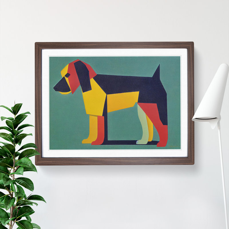 Dog Abstract Vol.2 - Single Picture Frame Print, 46cm H x 64cm W x 2cm D, Walnut
