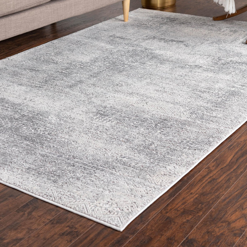 Tapis gris / blanc Kater, Rectangle 5 pi 3 po x 8 pi