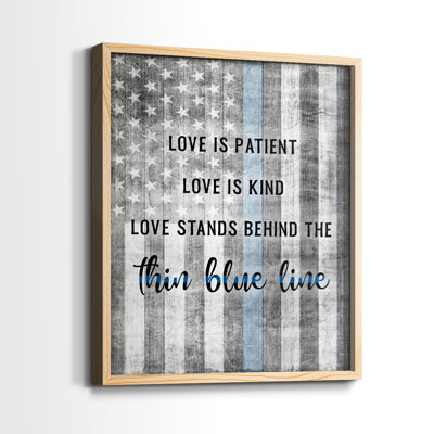 Thin Blue Line Framed Print - Solid Wood