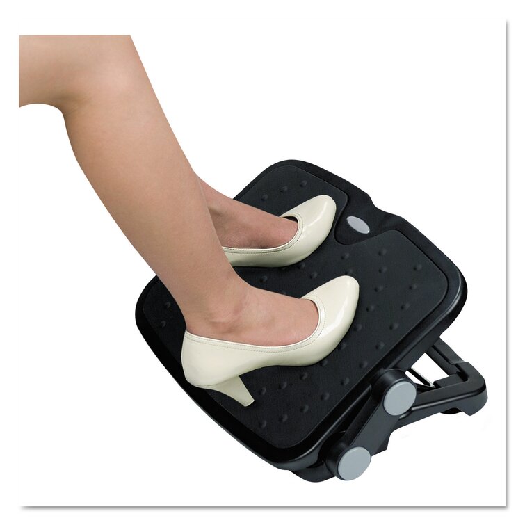 Adjustable Footrest Office Foot Stool with Wheels Ergonomic Foot Stand for Car Desk Home Black Cncest