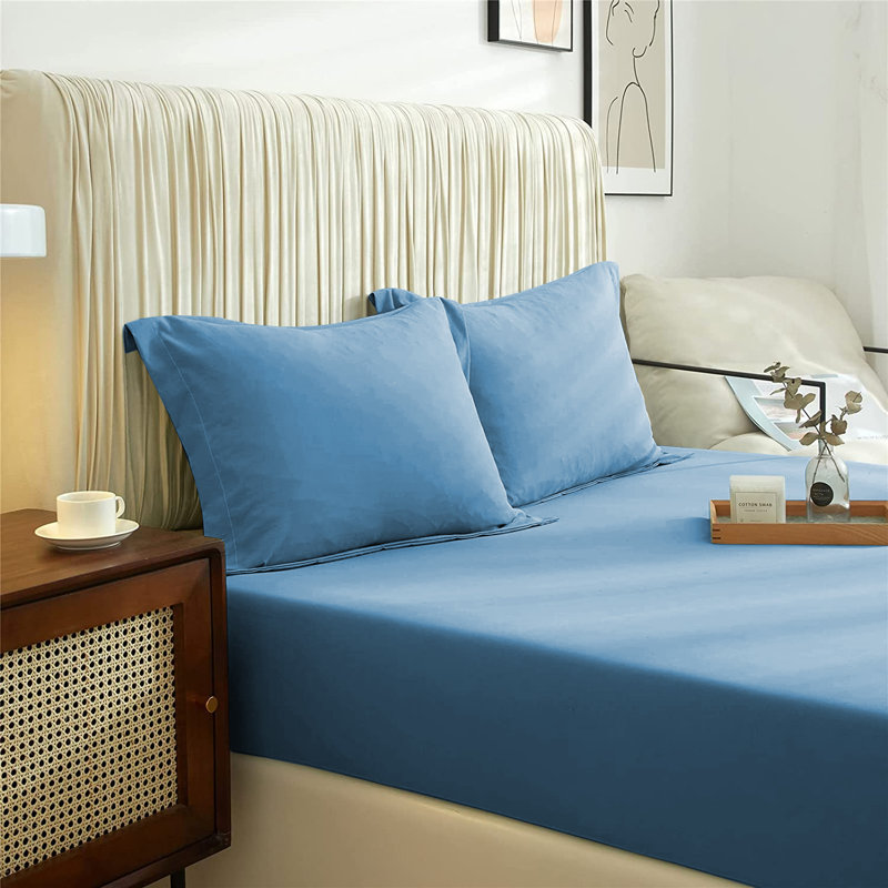 Super Soft Extra Deep Microfiber Brushed Fitted Sheet, Double (4'6), Light Blue