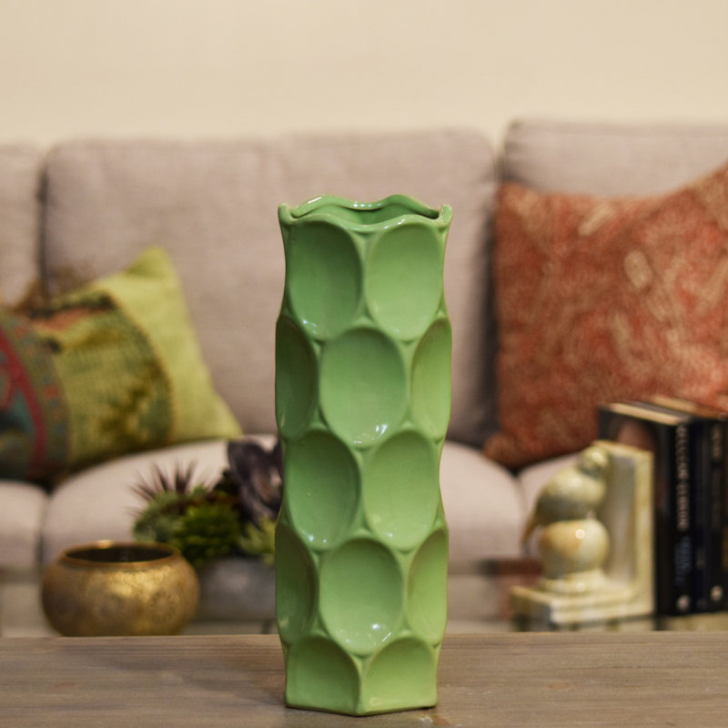 Vase de table en céramique Grier, H 13,5 po x l 5 po x P 5 po, Jaune