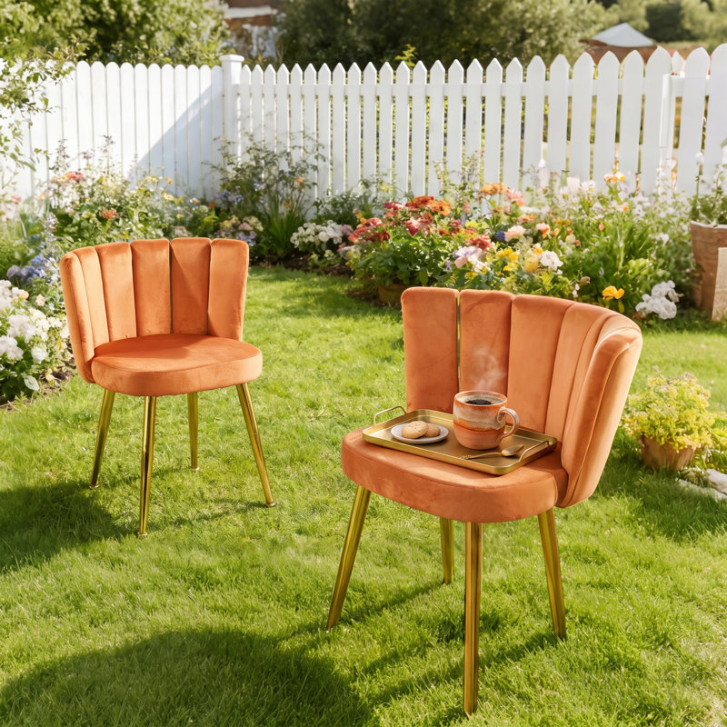 Chaise de salle à manger en velours avec pieds en fer Aurelia