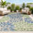 Hagy Modern Floral Textured Weave Navy/Green Indoor/Outdoor Rug-673400430