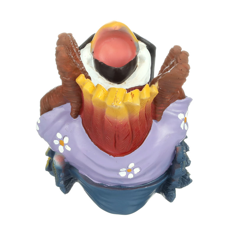 Colorful Tropical Tiki Parrot Resin Bottle Holder Statue