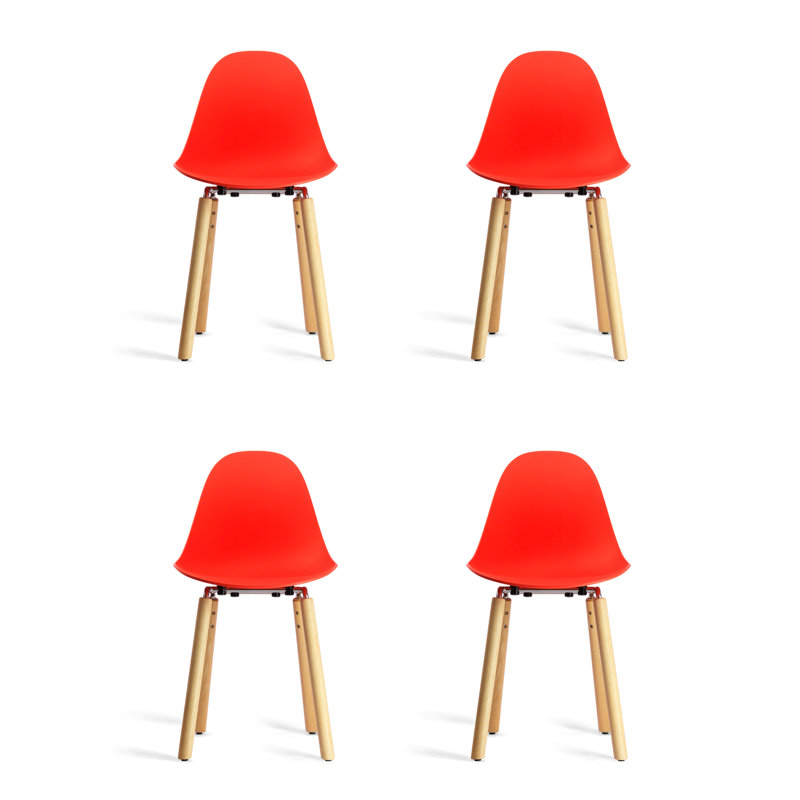 TA Side & Dining Chair (Set of 4), Red/Natural