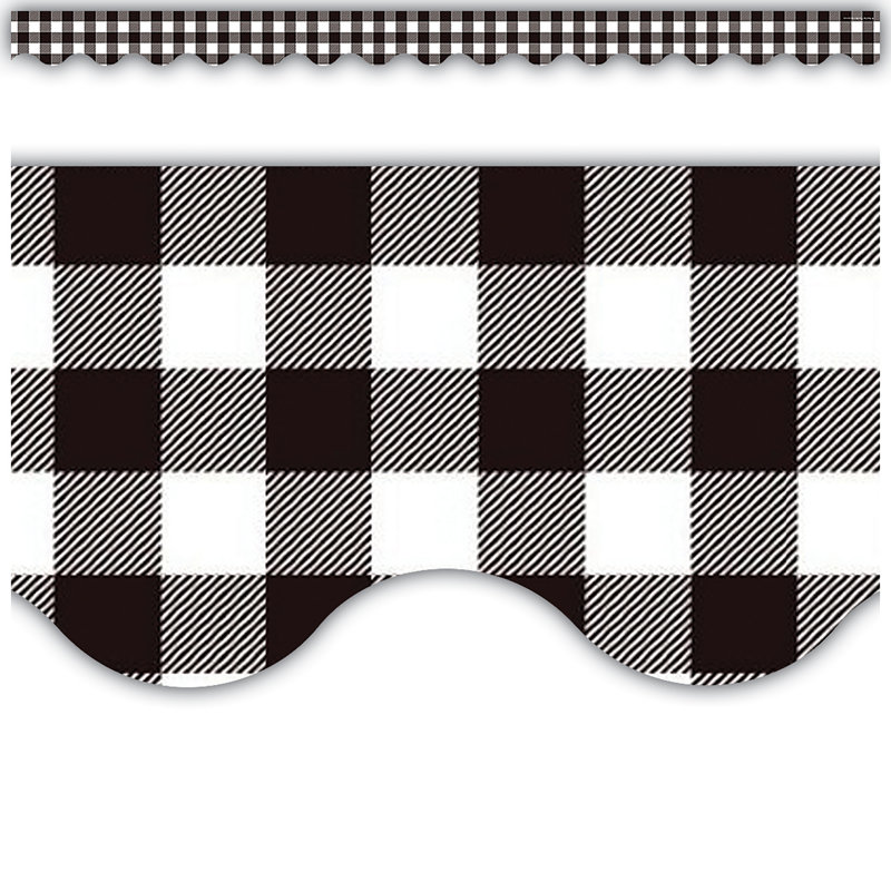 Bordure festonnée Gingham, Noir / blanc