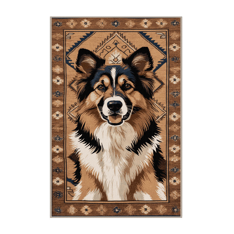 Washable Central Asian Shepherd Dog Dogs Area Rug, Runner 2' x 5'
