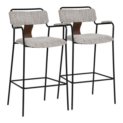 Ensemble de 2 tabourets de comptoir rembourrés avec accoudoirs de cuisine moderne avec structure en acier durable