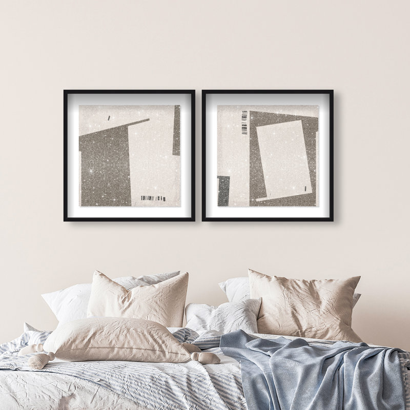 Structural Set Shadowbox Abstract Print by Oliver Gal, Black Frame, 12 x 12, 31.5"H x 31.5"W, Black Shadowbox