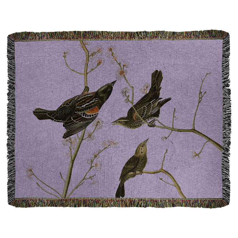 John James Audubon Hand Woven Throw Blanket, Purple