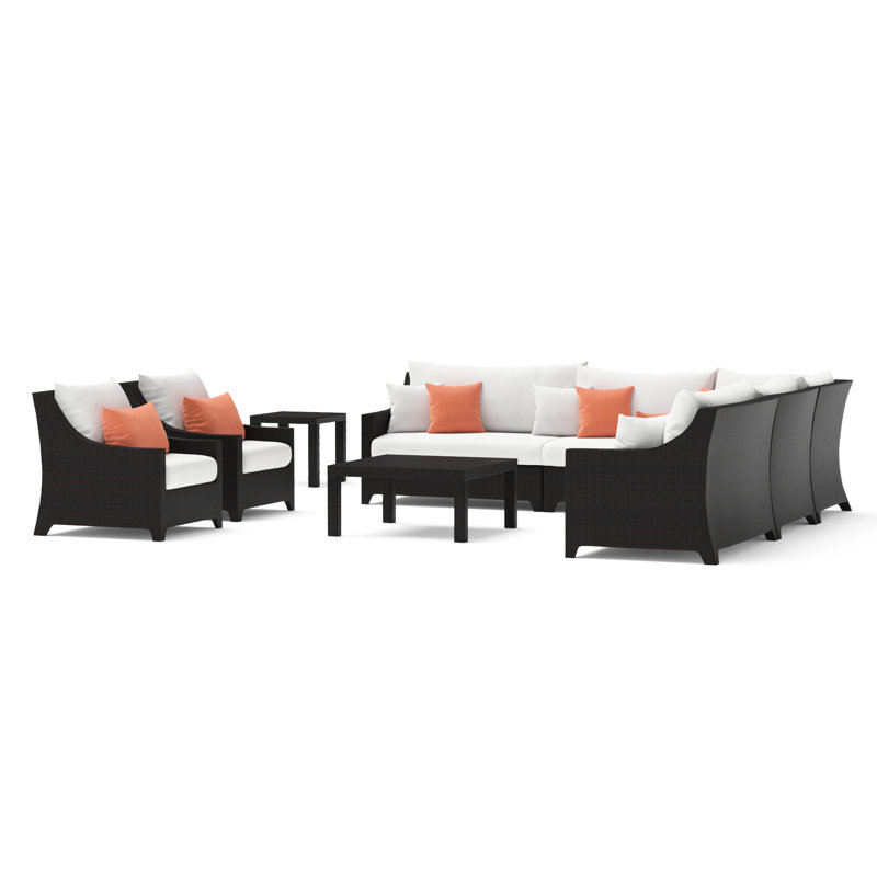 Fionnula 6 - Person Patio Conversation Set with Cushions, Cast Coral Sunbrella® Plainweave