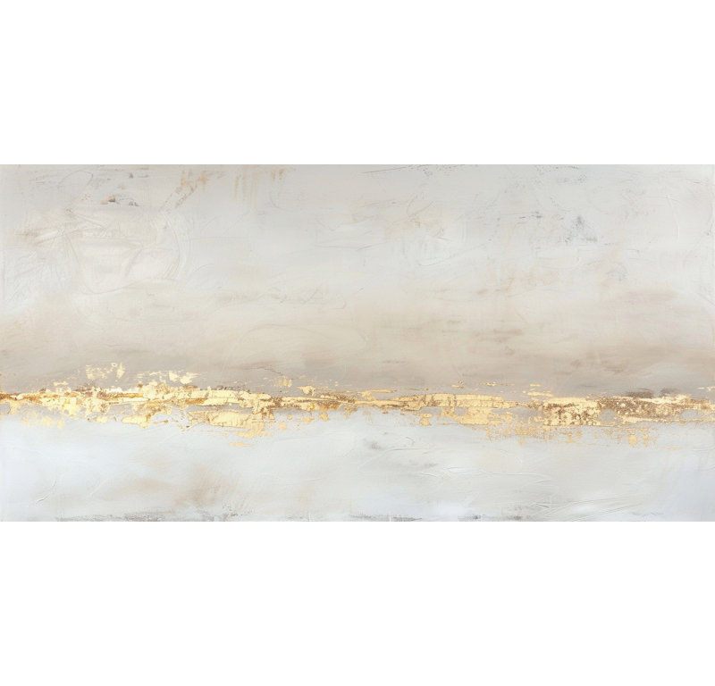 Décoration murale sur toile abstraite dorée, peinture de paysage moderne texturée beige et gris, décoration murale sur toile tendue