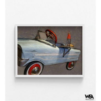 «Tee Bird Pedal Car Angle» par Michelle Calkins, décoration murale de voiture antique, Art mural voiture classique, décor de salle de jeux pour enfants