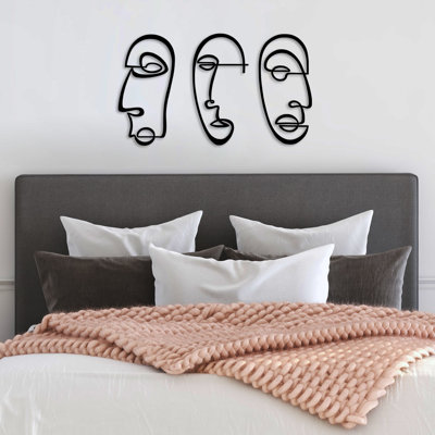 Elegant Decorative Metal Wall Accessory (3 Pieces), Black, 22.8 x 11.8 inches | 100% Metal, Thickness: 0.06 inches | Easy to Hang Design, Perfect for Home Decor, Modern Aesthetic, Durable & Stylish