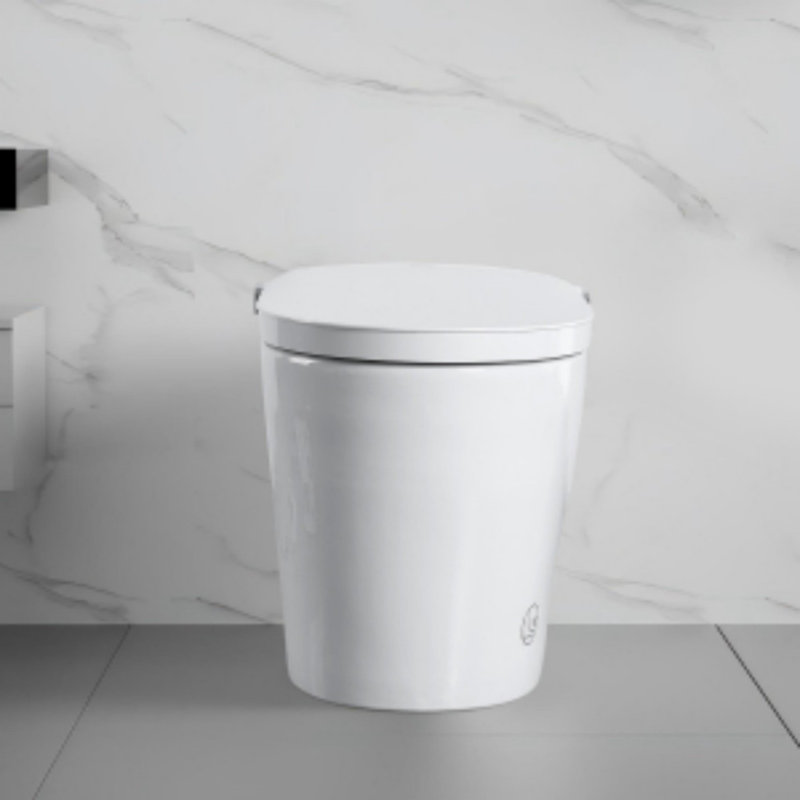 Toilette intelligente sans réservoir avec bidet intégré, une pièce, chasse d'eau automatique, ouverture / fermeture automatique, siège chauffant, lavage à bulles, eau chaude et sèche, température réglable, télécommande