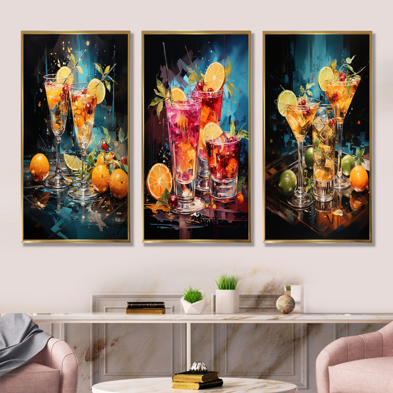 Artful Mixology Cocktail Melody, Cadre flottant doré, H 32 po x l 48 po