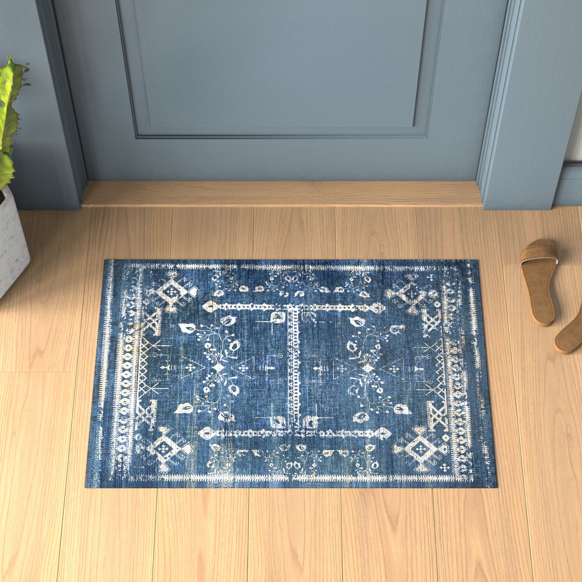 Persian Bath Rug Kavka Designs Size: 48 W x 72 L, Color: Blue