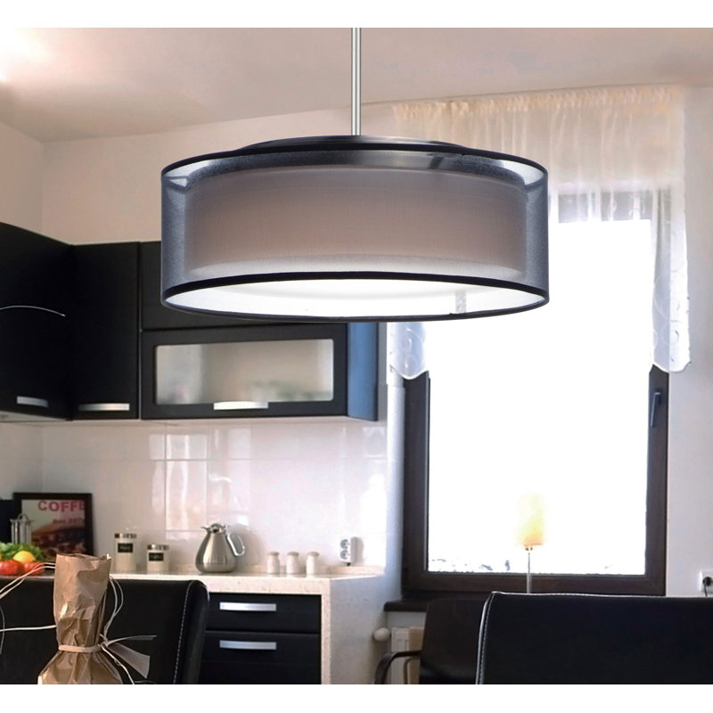 Jessalyn 5 - Light Dimmable Drum Chandelier, Black Satin Nickel