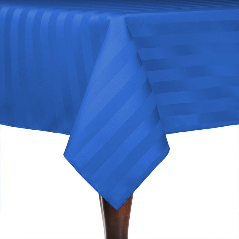Ultimate Textile Satin Stripe Rectangular Tablecloth, Cobalt, 120" x 54", 5