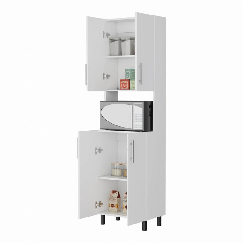 Rangement de cuisine, garde-manger double blanc avec rangement ouvert