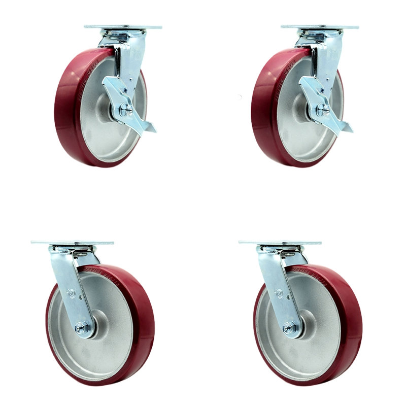 4 Piece Poly on Aluminum Caster Set