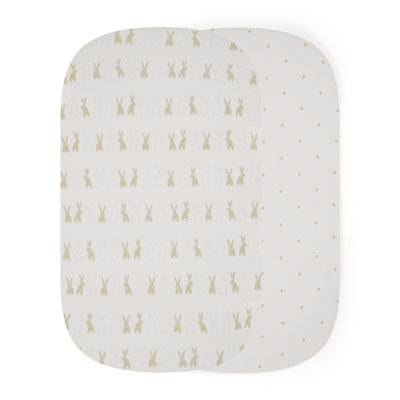2 PACK FITTED CRIB SHEETS - BUNNYCHINO