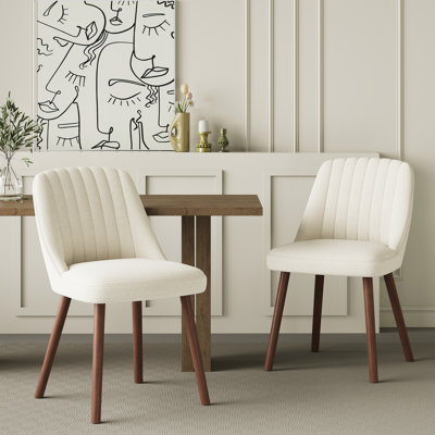 Modern Upholstered Dining Chairs with Solid Wood Legs