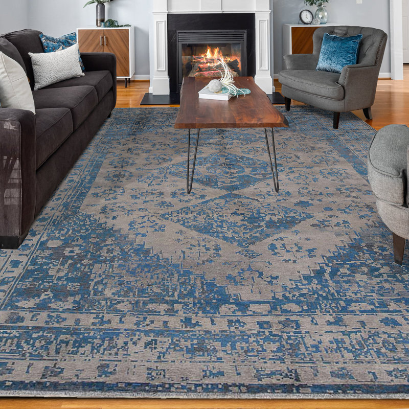 Neo Villa Oriental Area Rug in Beige/Blue, Rectangle 9' x 12'2"