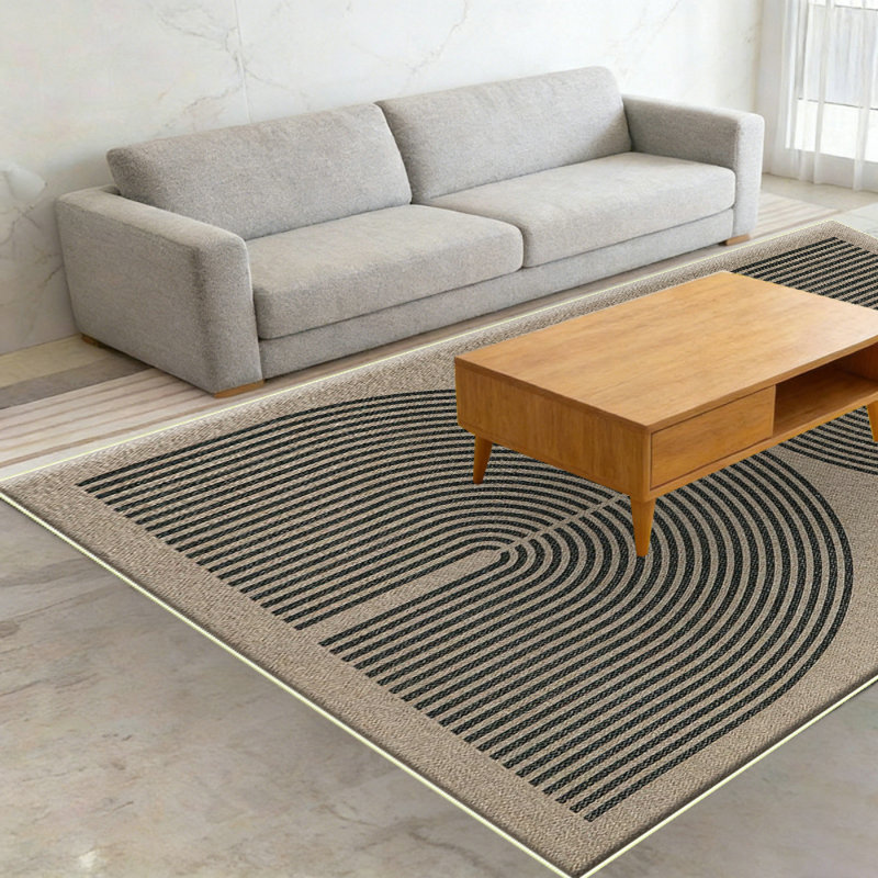 Geometric Beige/Black Area Rug- Modern 3D Lines Design - Deco Collection - Easy to Clean - Durable for High Traffic Areas - Bedroom, Office & Kitchen - Medium Pile