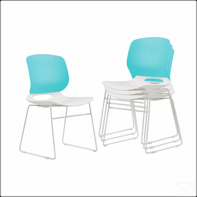 Stacking Chairs Set of 4 – Modern, Polypropylene & Fiberglass – Ergonomic, Lightweight (Chairs Only)