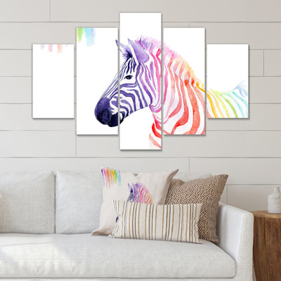 " Portrait Of Rainbow Zebra " 5 - Pieces