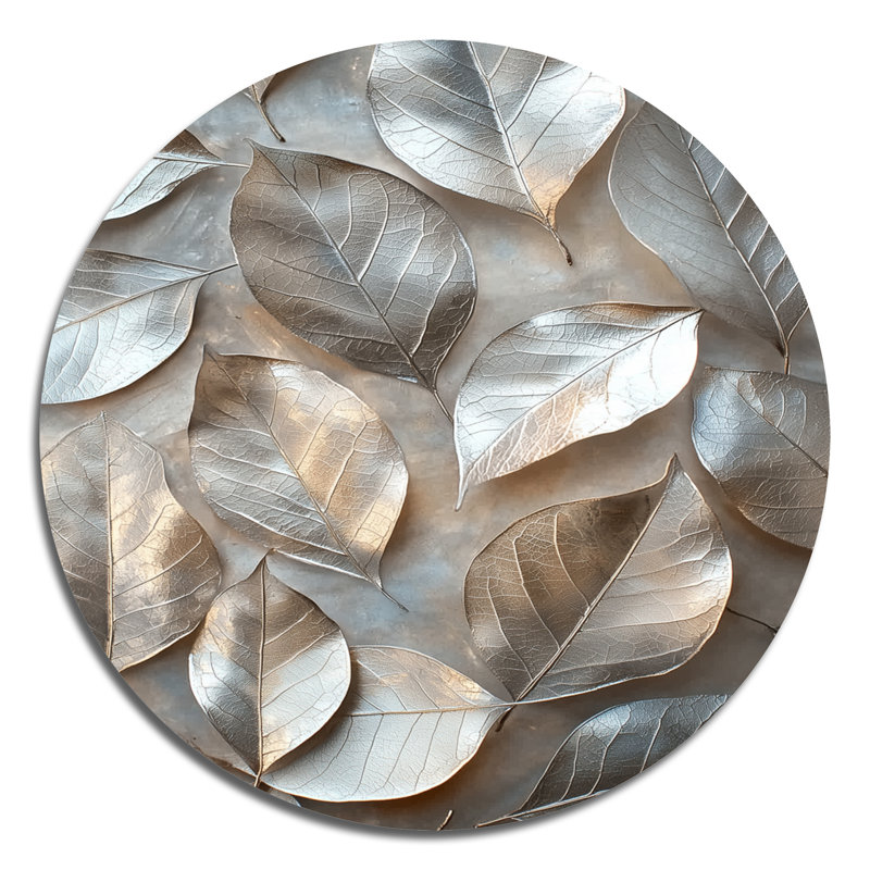Cuivre, argent, étain, feuilles II, H 29 po x l 29 po