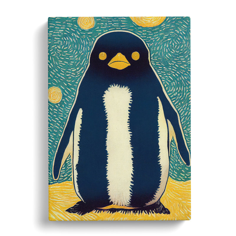XC1022-3496X Penguin Painting - Wrapped Canvas Print, 50cm H x 35cm W x 2cm D