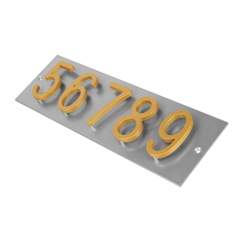 Plaque d'adresse horizontale Amgo Floating Modern, Argent, Doré, Oui