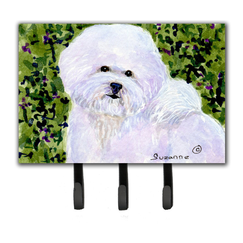 Porte-laisse bichon frisé et porte-clé bichon