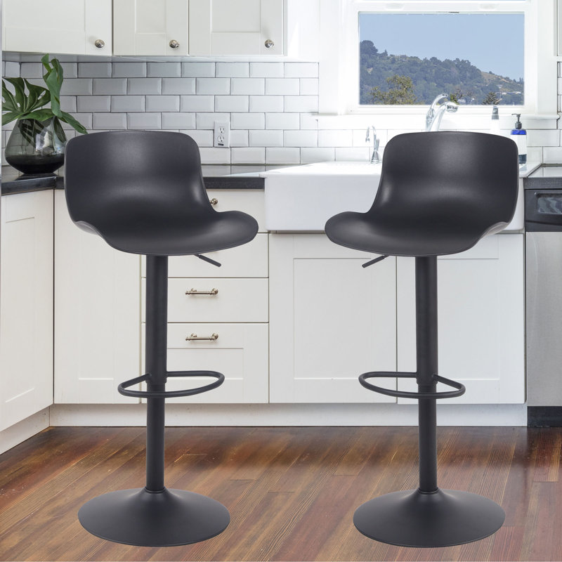 Adjustable Height Counter Stool with Metal Frame, Black