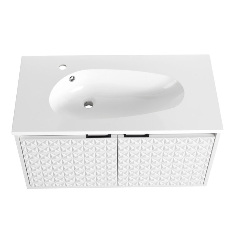 35.80'' Wall Mounted Single Bathroom Vanity with Ceramic Top
