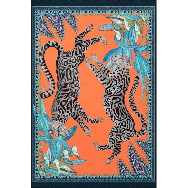 Tapis décoratif orange à motif animal léopard, Tapis de couloir 3 pi 3,37 po x 9 pi 10,11 po