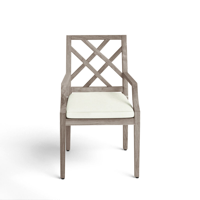 Haley Patio Dining Armchair with Cushions, Oyster Teak, Natural White, Welt