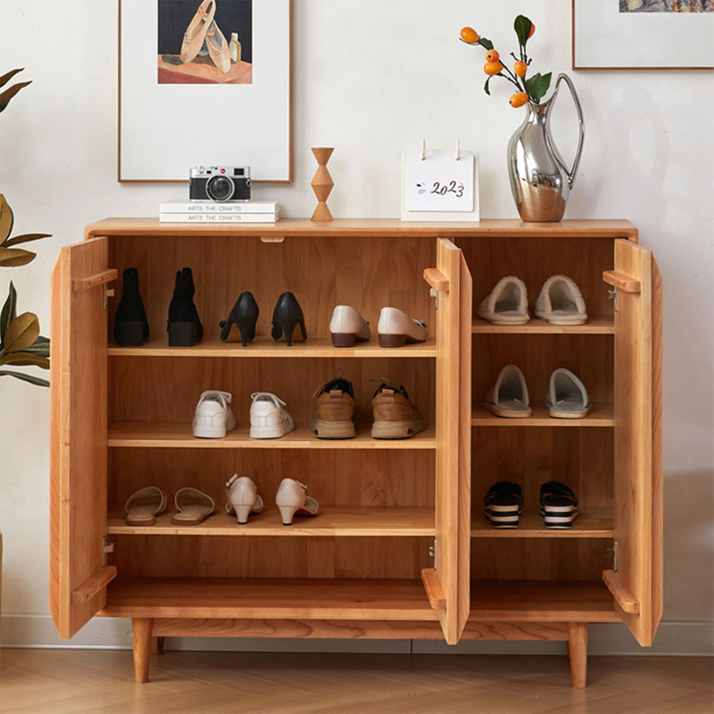 Rangement à chaussures moderne en bois massif noyer