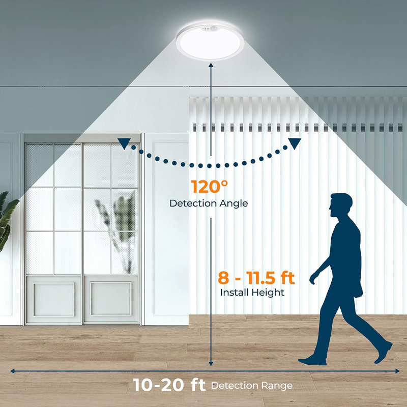 Motion Sensor Ceiling Light Wired 8.7 Inch 3000K 4000K 5000K Selectable LED Flush Mount Light Fixture Motion Activated Light With Timer Non-Dimmable 1 Pack