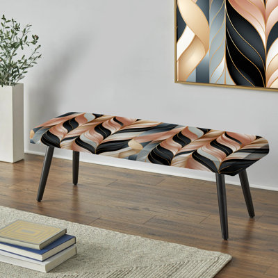 Glamour en motif damassé or rose - banc rembourré en marbre noir